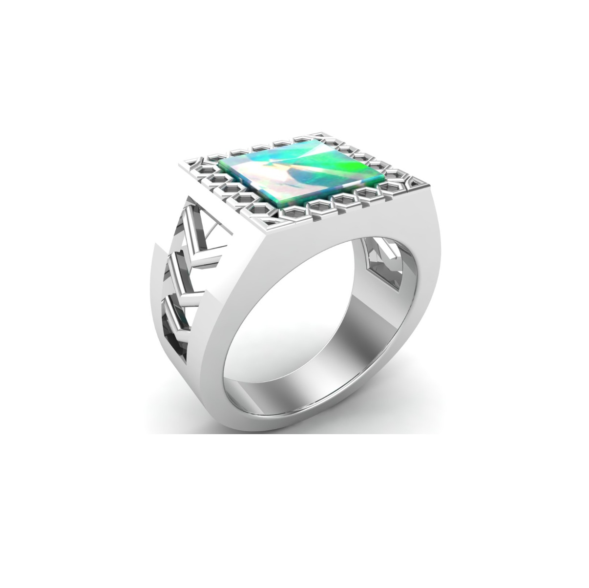 Bague malachite argent Indiana chevalière